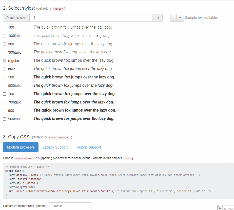 Google Fonts einbinden